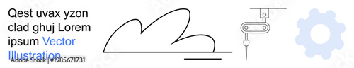 Cloud computing, technology integration, process automation, digital transformation, innovation, network connectivity. Abstract cloud, gear and connection symbols. Cloud computing and technology