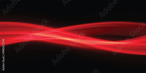 Smooth red abstract background featuring a glowing wave pattern with flowing lines and fiery orange light for a dynamic energy motion design texture
