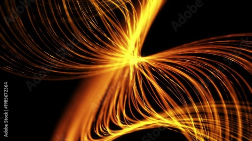 Abstract glowing orange lines energy flow motion loop video