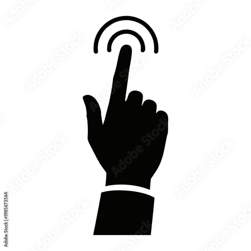 Vector graphic of a hand with a finger pointing up and a wi-fi signal above it