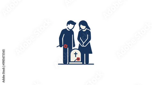 Mourning Couple at Grave Minimalist Icon