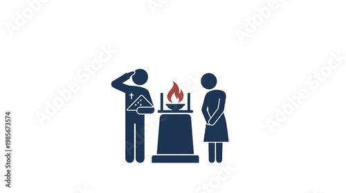 Ceremonial Event with Torch and Figures