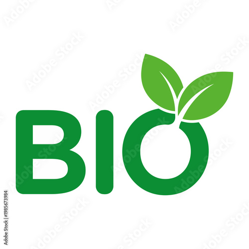 Vector graphic of a green bio logo with leaves