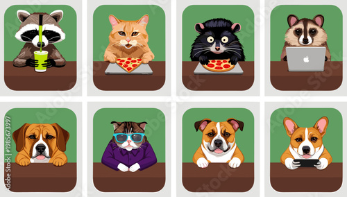 A cute illustration of a dog lounging and looking at the viewer. Ideal for pet-related content, veterinary clinics, or conveying feelings of comfort a