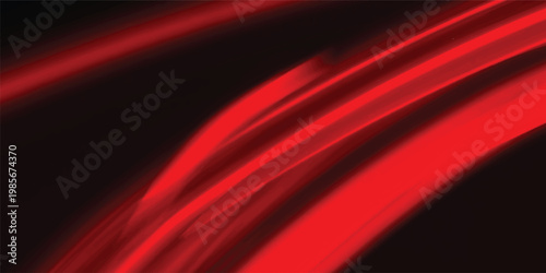 A smooth red and black abstract background features glowing wave lines and a silk satin fabric texture with motion energy for a luxury wallpaper design