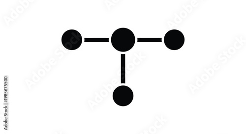A simple graphic depicts four connected black circles arranged in a t shape forming a stark silhouette