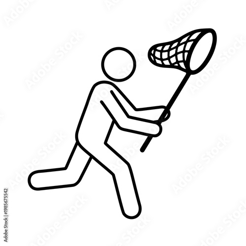 虫取り網を持つ人物のラインアイコン