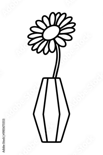 花瓶とガーベラのラインアイコン