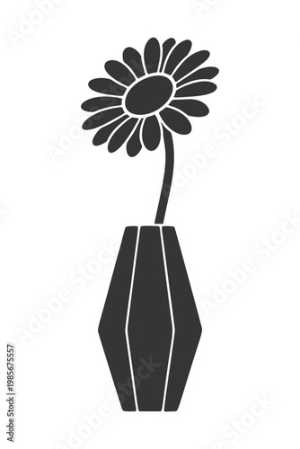 花瓶とガーベラのシルエットアイコン