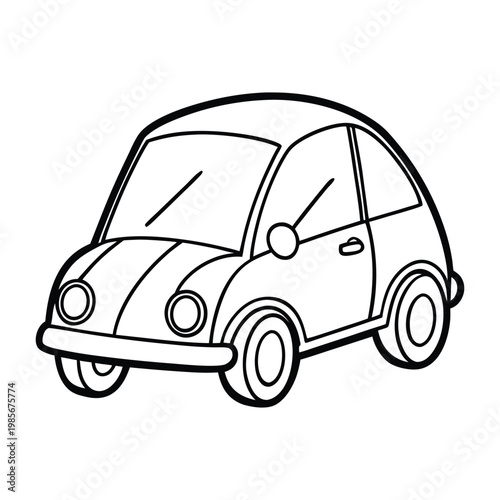 Clean vector outline of an electric car designed for coloring, featuring smooth curves, charging cable detail, and eco-friendly theme. Perfect for kids and creative projects.
