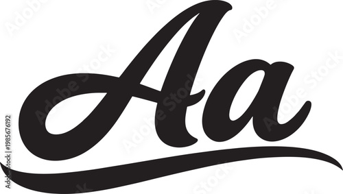 Calligraphy lettering uppercase and lowercase English alphabet Aa  cursive script font style