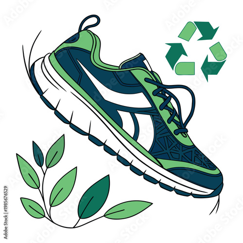A sleek running shoe featuring a bold recycle symbol, blending performance with sustainability. Designed for comfort and eco-conscious style, perfect for runners who care about the planet.
