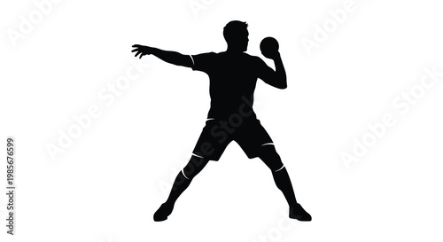 A dynamic image shows a handball player in mid throw capturing action and athleticism in silhouette high quality