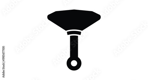 A simple black silhouette depicts a traditional handheld fan with a circular handle appearing elegant silhouette high quality