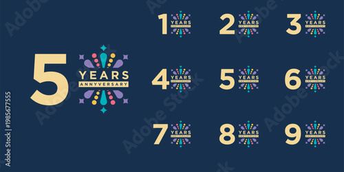 Collection of anniversary logo design. Celebration day special vector symbol concept