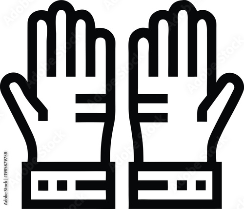 Modern Black Line Icon Depicting a Gear and Protective Helmet for Workplace Safety