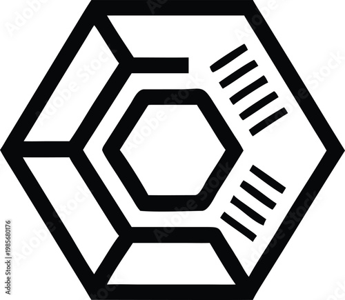 Modern geometric hexagonal component for technological and industrial design concepts