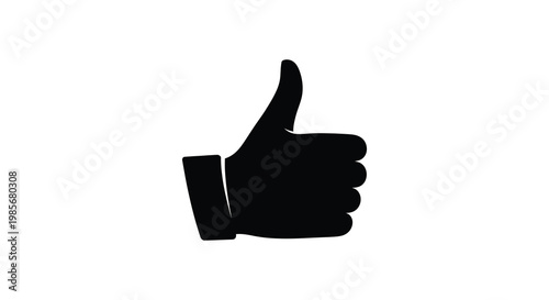 A stark black silhouette of a hand giving a thumbs up gesture against a plain white background silhouette