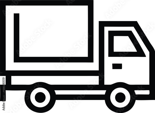 Modern Line Icon Illustrating a Commercial Box Truck for Delivery and Logistics Operations