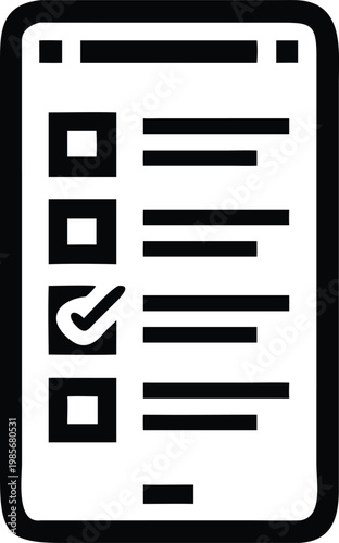 Mobile phone displaying a digital checklist with a marked item ready for completion