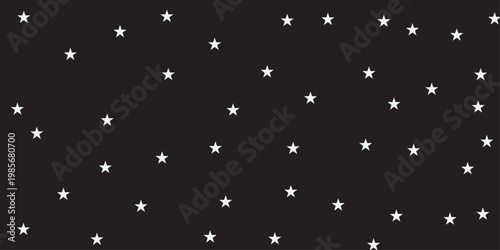 seamless withe and black floral decoration decor pattern with stars many stars vector wallpaper scattered across.