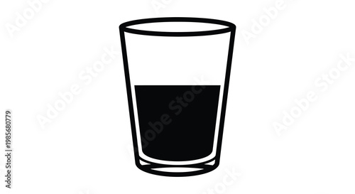 A simple graphic illustration depicts a partially filled glass showcasing a minimalist design silhouette high quality professional detailed