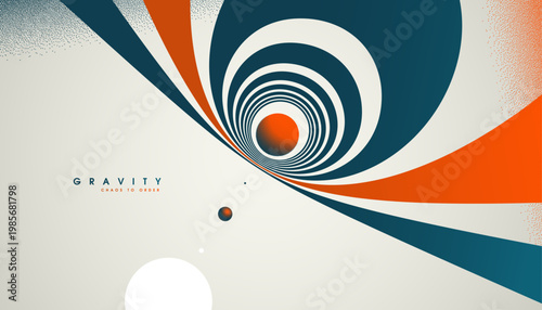 Visual interpretation of gravity and attraction, where chaos converges into order through force, motion, balance, and focused energy around a central core.