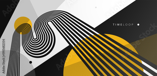 Abstract composition expressing energy, impulse and forward movement through flowing lines and rhythmic elements, creating a sense of power, speed and active transformation.