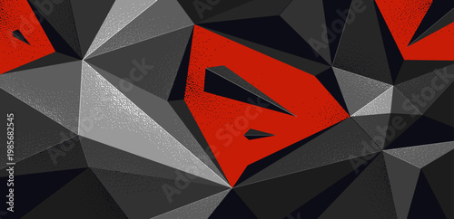 Low poly broken abstract background vector, chaos and anxiety wallpaper breaking shapes to pieces, destroyed 3D dimensional form in motion.