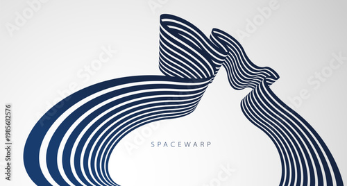 Bent stripes in 3D perspective vector abstract background, curve lines wallpaper abstraction, road speed highway design, minimal graphic design.