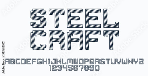 Minimal geometric cyberpunk font, vector typeface in geometry minimalist square style, future technology simple urban rectangular typography, alphabet letters and numbers high tech style.