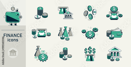 Financial icons vector set, business and finance detailed icons that can be used as a simple illustration, money economic theme.