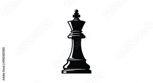 A striking black chess king stands prominently against a white background a bold and classic silhouette high quality