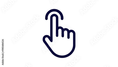Photography Dark blue hand cursor icon representing a click action, isolated on transparent