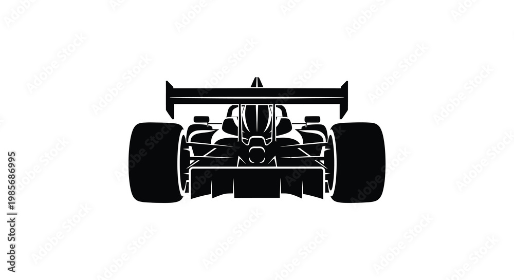 Fototapeta premium A striking front view of a formula one racing car detailed and powerfully designed in silhouette high quality