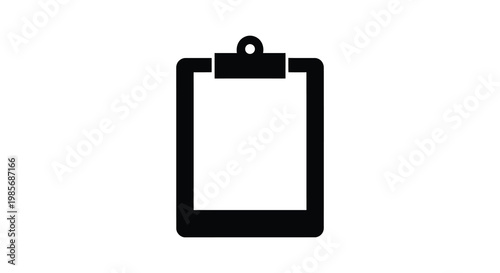 A stark black silhouette of a clipboard with a metal clip suggesting documentation or note taking silhouette