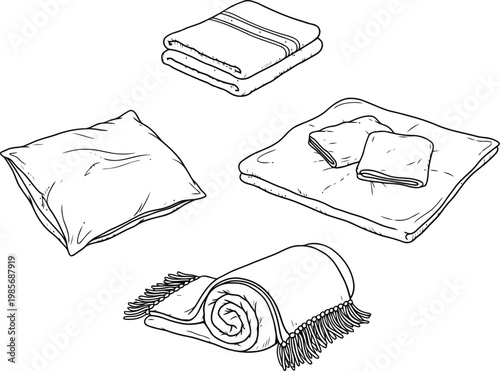 Cozy bedding and throws hand drawn sketch collection