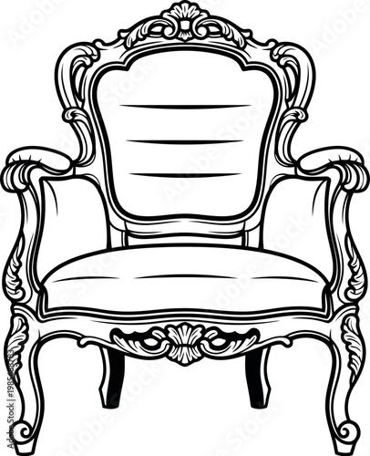 Ornate baroque armchair with detailed carvings and upholstery