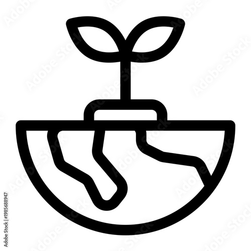 Sprout Plant Growing From Earth Reforestation Icon