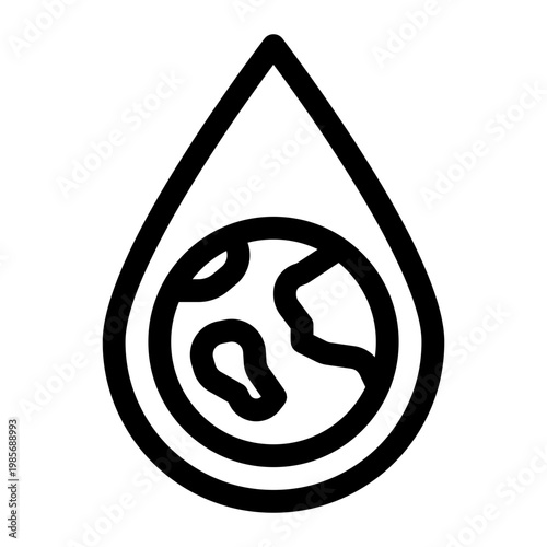 Water Drop Over Earth Resource Conservation Icon