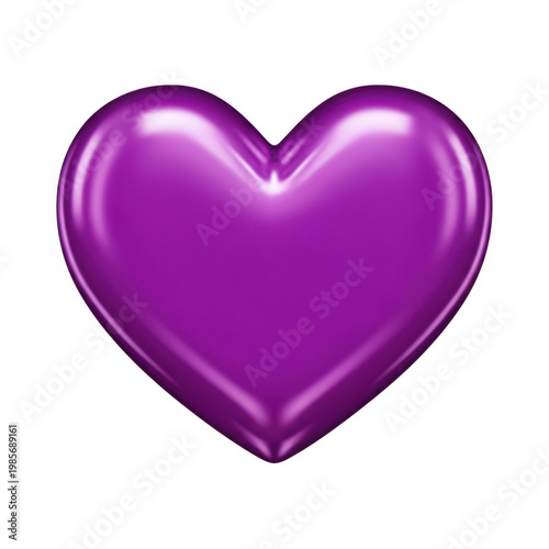 A vibrant purple heart shape symbolizing love and affection isolated on transparent background