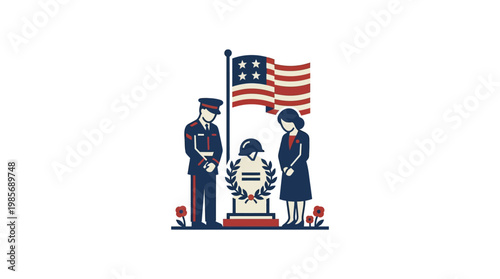 Memorial Day Remembrance With Soldier and Mourner