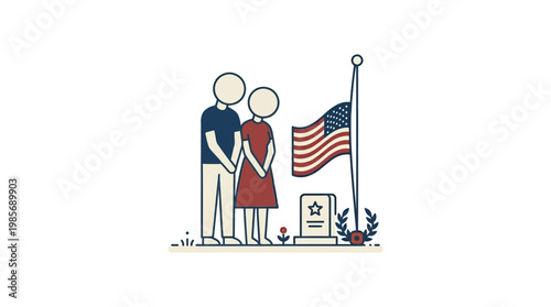 Couple Pays Respects at Memorial Grave on Veterans Day