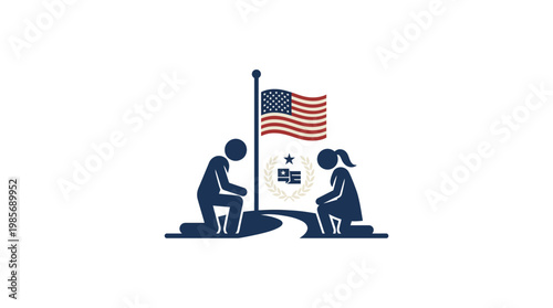 Memorial Day Tribute with American Flag and Figures