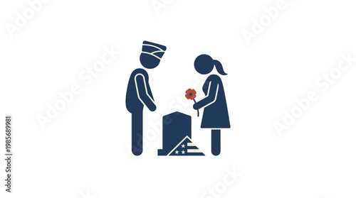 Mourners at a Gravestone and Remembering the Deceased