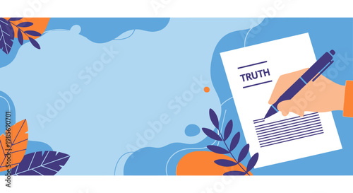 Writing Truth Press Freedom Day Pen Flat Vector Banner