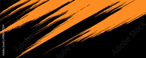 orange black brush Car sticker wrap pattern banner abstract sporty lines black orange color combination grunge brush modern pattern racing motorsport vector design, Eps 10.