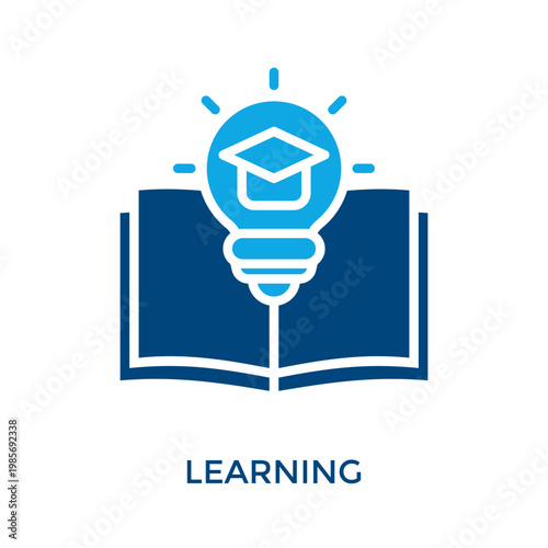 Learning Icon Dual Tone Style. Vector Illustration For Graphic Design