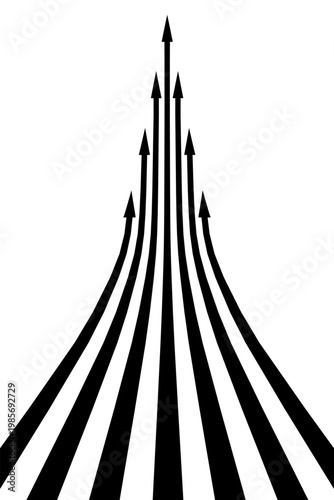 Sense of perspective arrows, growth meaning.	