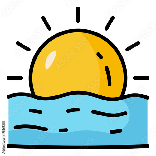 Sunset Over Ocean Water Icon
